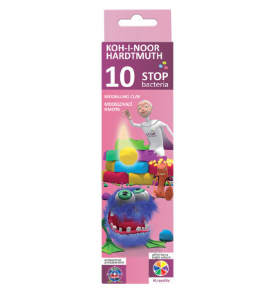Пластилін "Stop bacteria", 10 кольорів, 200 г. Картонна упаковка з пластиковим піддоном. ( 131810 )