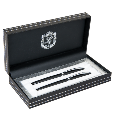 Комплект ручок Elegance з прозорими кристалами, чорний, в подарунковому футлярі LS.443000-01