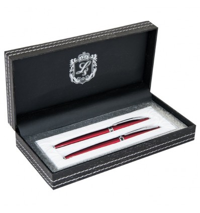 Комплект ручок Elegance з прозорими кристалами, червоний (гранат), в подарунковому футлярі LS.443000