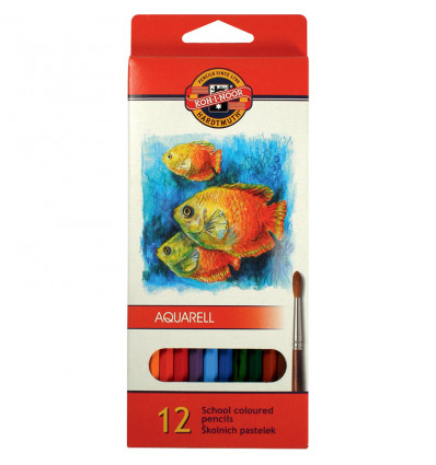 Олівці кольорові акварельні MONDELUZ "Рибки", 12 кольорів, картонна упаковка