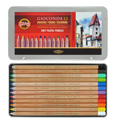 Пастельные карандаши GIOCONDA 8872, 12 цв., мет. уп.