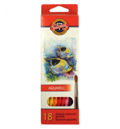 Олівці кольорові акварельні MONDELUZ "Рибки", 18 кольорів, картонна упаковка