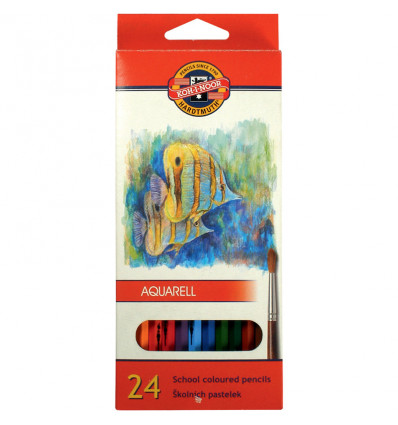 Олівці кольорові акварельні MONDELUZ "Рибки", 24 кольори, картонна упаковка