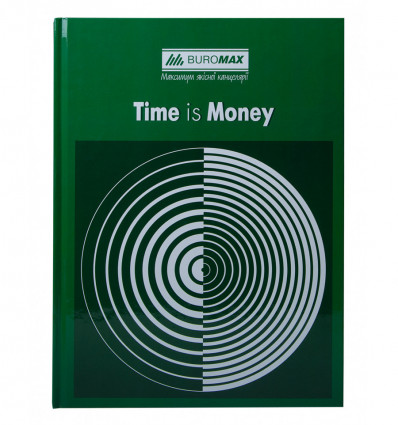 Книга канцелярская TIME IS MONEY, А4, 96 л., клетка, офсет, твердая ламинированная обложка, зеленая