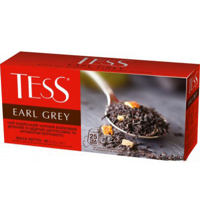 Чай TESS Earl Grey, чорний 1,6гр х 25 пакетиків