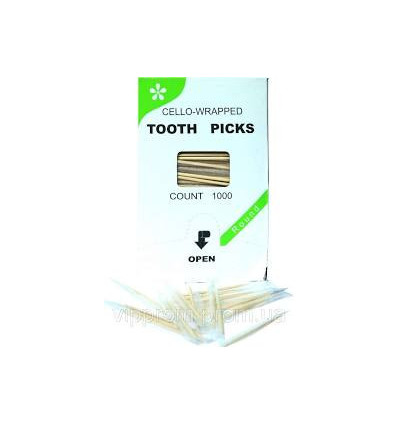 Зубочистки 1000шт бамбук с ментолом в индивидуальной целлофановой упаковке K-TOOTH PICKS
