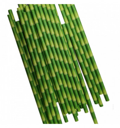Трубочки бумажные бамбук 19,5см 25шт прямые