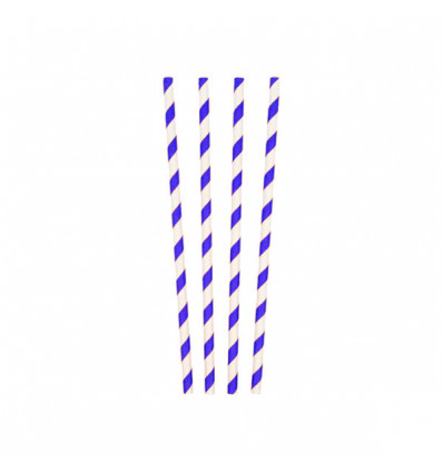 Трубочки паперові біло-синя спіраль 19,5см 25шт прямі
