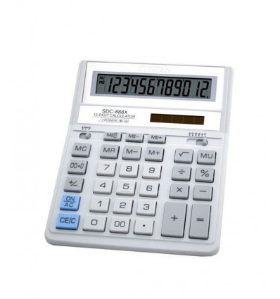 Калькулятор Citizen SDC-888 ХWH, 12 разрядов, бело-серый