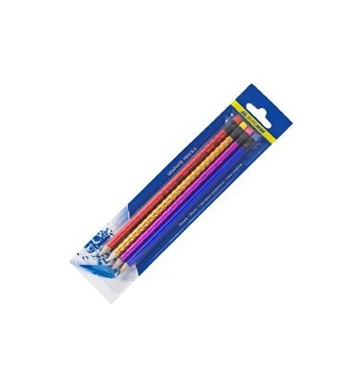 Набор: 4 графитовых карандаша«Голограмма» с ластиком BM.8522 BuroMax