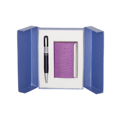 Набор подарочный Fiole: ручка шариковая + визитница, фиолетовый