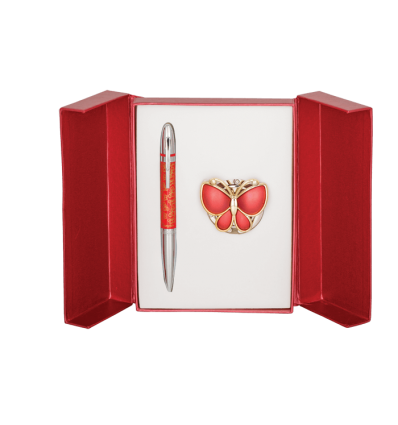 Набір подарунковий Papillon: ручка кулькова + гачок для сумки, червоний