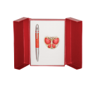 Набор подарочный Papillon: ручка шариковая + крючок для сумки, красный