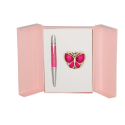 Набір подарунковий Papillon: ручка кулькова + гачок для сумки, рожевий