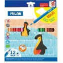 Олівці кольорові Milan MAXI, 12 кольорів, трикутні, товстий стержень, з точила