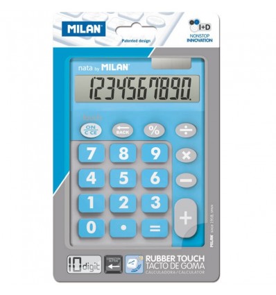 Калькулятор Milan настольный, 10 разрядный, TOUCH DUO Rubber Touch, голубой