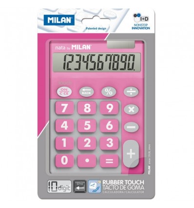 Калькулятор Milan настольный, 10 разрядный,, TOUCH DUO Rubber Touch, розовый