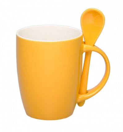 Чашка с ложкой 300мл, желтая