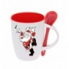 Чашка с ложкой с орнаметом 300 мл, Дед Мороз