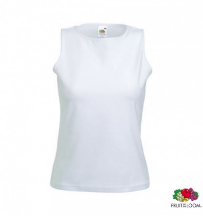 Майка Fruit of the Loom Lady-Fit Sleeveless T, L, белая