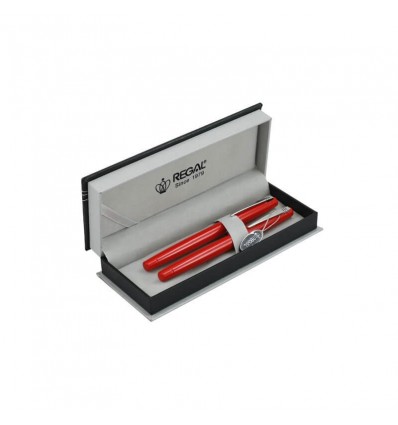 Комплект з пір'яний ручки і ручки-роллера в подарунковому футлярі (R285205.P.RF) REGAL Червоний