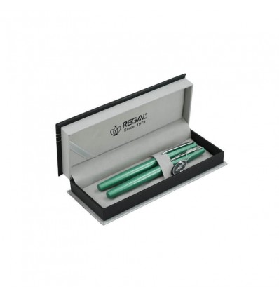 Комплект из перьевой ручки и ручки-роллера REGAL в подарочном футляре Зеленый (R285422.P.RF)