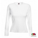 Футболка Fruit of the Loom Lady-Fit Long Sleeve T, L белая