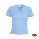 Футболка Fruit of the Loom Lady-Fit V-Neck, L небесно-блакитна