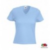 Футболка Fruit of the Loom Lady-Fit V-Neck, L , голубая